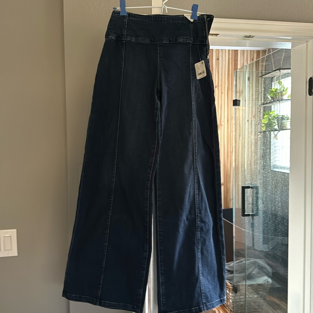 We The Free Spotlight High Rise Wide Leg Jeans, medium-dark in color